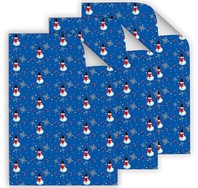 12 Blau Geschenkpapier-Bögen Set hochwertige reißfeste Geschenkverpackung Packpapier mit Muster Motiv Weihnachten Christmas Winter Advent Silvester für Kinder Jungen Mädchen (12 Bögen je A3-Format)