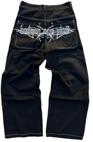 ORANDESIGNE Y2K Jeans Uomo Larghi Pantaloni Cargo Men's Jeans Hip Hop Pantaloni Larghi Denim Pantaloni Pantaloni a Gamba Larga Streetwear