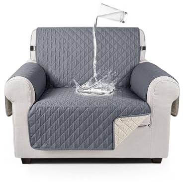 TAOCOCO Sofa Überzug, Sofabezug Wasserdicht Mit Gummiband，Wohnzimmer Anti-Rutsch Gepolsterter Sofaschutz für Haustiere, Katzen, Hunde, Spielende Kinder(Dunkelgrau, 1 Sitzer)