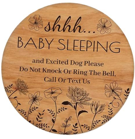 FONDOTIN Babyzimmer Deko Holzeschild Schläft Rundes Wanddekor Für Kinderzimmer Hochdichte Platte Dekoratives Türschild Für Zuhause Leicht Und Auffällig Charmantes Design