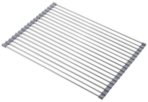 SAGZLKD Over the Sink Portable Stainless Steel Rolling Rack,Roll Up Dish Drying Rack,Foldable Sink Rack Mat Stainless Steel Wire Dish Drying Rack A,a
