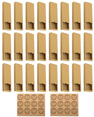 24 PCS Braun Kraftpapier Schubladenbox, 25 x 10 x 3.5cm Geschenkbox Versandkarton Großbriefkarton, mit 2 Aufkleber, Karton Geschenk Box für Partei Gefalligkeiten Geschenk, Hochzeit, Valentinstag