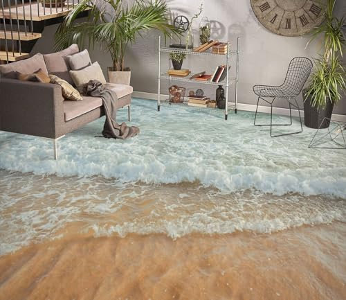 Benutzerdefinierte Boden Wasserdichte Stereo-Aufkleber 3D-Strandwellen, 430 x 300 cm 3D-Bodenfliesen Aufkleber Bodenbelag Tapete Wandbild PVC Wasserdicht selbstklebende Tapete Wohnkultur