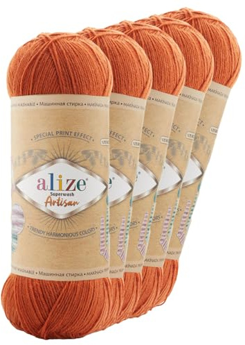 5 x 100g Sockenwolle Alize Superwash Artisan 75% Wolle Strickwolle Häkelgarn Farbwahl
