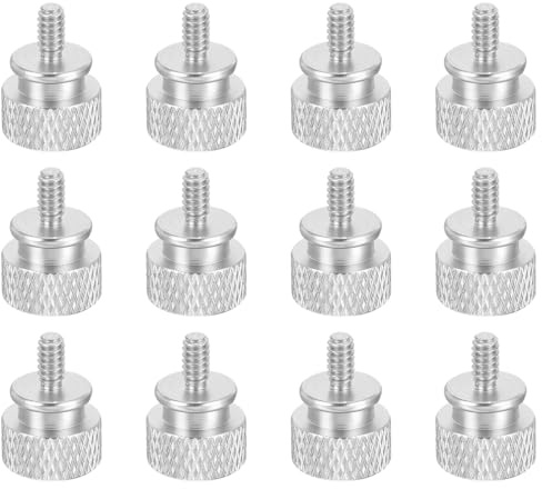 sourcing map Rändelschraube UNC6-32 x 6,5 mm, Computergehäuse, Gewindeschrauben, Aluminiumlegierung, für PC-Gehäuse, natürliche Farbe, 12 Stück