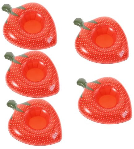 LALADEFIEE Aufblasbarer Wasserbierdeckel 5pcs Erdbeeren Bierhalter Pool Float Für Wasser