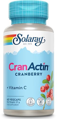Solaray - Cranactin® Cranberry with Vitamin C - 60 Vegan Capsules Not Tablets - High Strength Concentrated Cranberry Supplement for Women - Non GMO & Lab Verified