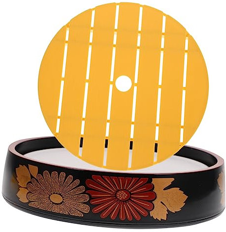 Cabilock Japanese Style Sushi Barrel Sushi Plate Sashimi Serving Dish Set 3pcs with Abs Water Separator and 8-inch Round Ice Tray for Seafood Presentation