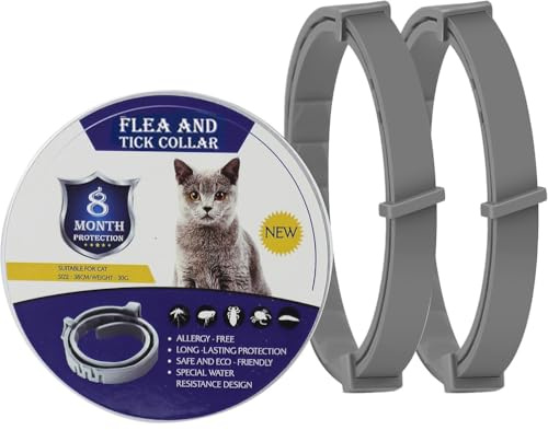 Adjustable Collar For Cats - 2 Pack Safe Soft Comfortable Lasting Waterproof Dog Collar, Containing Natural Essential Oils Prevent Infections, 16 Months Protection for Small/Medium/Large Cat