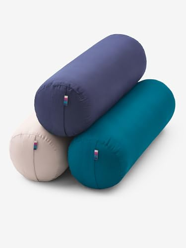 Yogamatters Buckwheat Bolster | Removable Washable Cover | Yoga Bolster Cushion for Restorative Yoga and Meditation (Mineral)