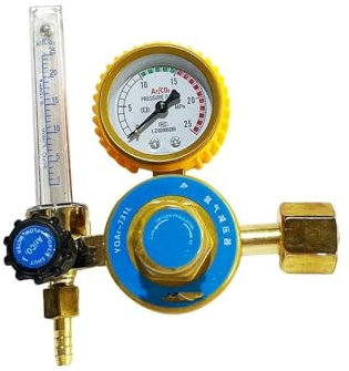 QIUYMGFG cherheitsventil Argon-Gasregler, 0–25 MPa, Manometer, 0–25 l/min, CO2, Helium, Stickstoff, G5/8, G3/4, W21,8, CGA, Schweißdurchflussmesser Gasregler(Single)