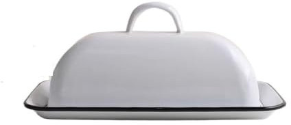 FUHAI-666 Burriera con Coperchio Smalto Vintage con Coperchio Burriera Vassoio Dim Sum Scatola Burriera Scatola Porta Formaggio Portaburro(Nero)