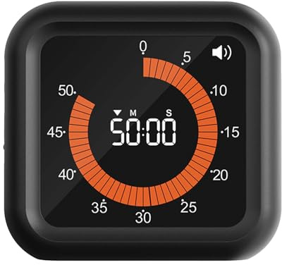 Timer silenzioso – 9,5 x 9 x 3,5 cm timer visivo per bambini | Black Time Out Digital School Supplies | Time Manager per aule didattiche studenti che cucinano i denti lavarsi i denti bagno cucina