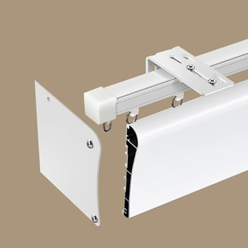 Generisch Robuster Prallvorhang mit Lamellenvorhang – Raumteiler und Duschschienensystem, staubdichtes Volant-Set, integrierte Schienenbox, Wandmontage, 100 cm für Privatsphäre und Stil