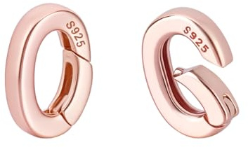 PH PandaHall 2 st 925 sterling silver vårgrindringar, roséguld oval fjäderlås, metallhalsband förkortare smyckeslås för halsband armband nyckelring smyckestillverkning, 0,39 x 0,27