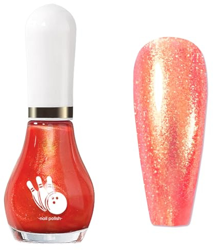 Coral Orange Nail Polish - Coral Glitter Nail Varnish Quick Dry - Holographic Pearl nail polish - Shimmer Nail Polish Long Lasting - 60 Seconds nail Varnish No Bake No Chip Breathable for Women