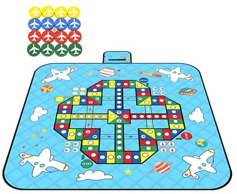 Tappetini da gioco all'aperto per cortile, coperta da picnic impermeabile con pezzi di scacchi, portatile, pieghevole, 3 strati, gioco da tavolo per bambini, per campeggio, picnic, spiaggia, festival