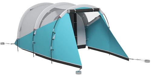 Outsunny Tunnelzelt für 3 Personen 3000mm Wasserabweisend Campingzelt Blau | groß Familienzelt, 2 Räume, Gruppenzelt, Mit Tragetasche, für Campingplatz, Garten