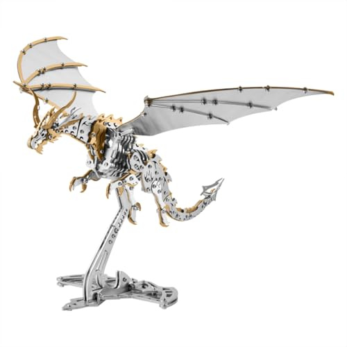 Rxbycxshi 3D Metall Puzzle Drache Modellbausatz für Erwachsene, Steampunk Tier Metall Dragons Modell, 2026 Adventskalender Kreative Dekoration Geschenk Ornamente - 373 Teile