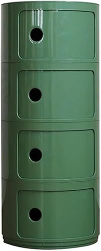 Componibili 2 3 4 Portes,Table d'appoint Porte Coulissante,Léger Et Pratique Table de Chevet Plastique Ronde 2/3/4 Étagères avec Tiroirs et Porte Coulissante,Armoire Rangement Plastique Moderne