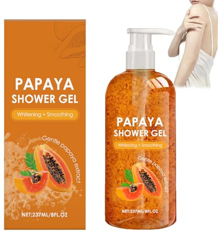 Gel doccia alla papaia,Gel doccia illuminante alla papaya per donna,G/el Dou/che esfoliante con estratto di papa/aye biologico, idratante e sbiancante, lisciante e detergente profondo (1 pz)