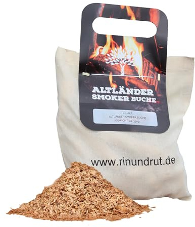 Rin & Rut Räuchermehl Buche 350 g – Buchenmehl im Baumwollbeutel | Bio Grillanzünder, Räucherchips & Räuchermehl für Smoker & Holzkohlegrill