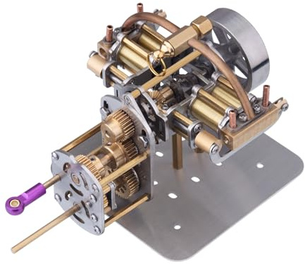 Mini-Vierzylinder-Dampfmaschinen-Modell mit Getriebe für Modellschiffe und Autos, Metallmotor, DIY-Kollektion (kein Kessel), Vierzylinder, Dampfmaschinenmodell, Motormodell, Metallmotor, Motor