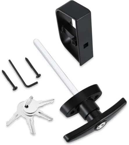 MS1002 Garage Door Lock Cylinder T Handle Kit Multi Pointd Black Pin Side Lock Latch T Handle 1Pcs