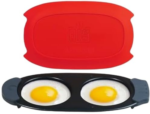 Lawnoval Microwave Egg Cooker, Silicone, 20x10x3cm, Dual Cooking Zones, Non-, Red