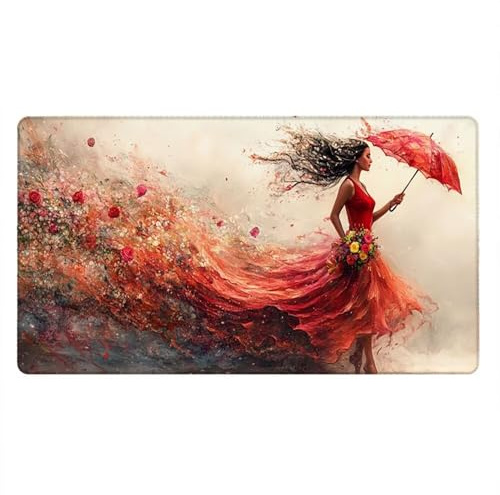 Tappetino Mouse Gaming XXL, 1800x900x3mm Grande Tappetino Scrivania Cuciti Base in Gomma, Mouse Pad Impermeabile Antiscivolo, PC Desktop Ufficio, Migliora Precisione Velocità (Bambina Ombrello) xR7627