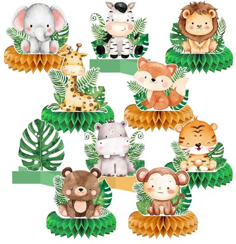 Bubaxuce 10 Piezas De Animales del Bosque para Bebés Decoraciones De Mesa Panales En 3D Adornos para Fiesta Safari Baby Shower para Niño Celebración De Cumpleaños En La S
