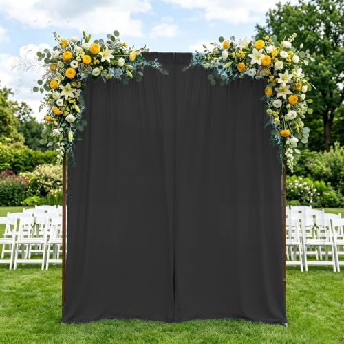 Rideau de fond de mariage noir de 150 x 300 cm