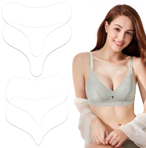 4 Pcs Silicone Chest Wrinkle Pads, 2 Styles Reusable Silicone Patches Firming Tightening Skin Care for While Sleeping Travel Friendly