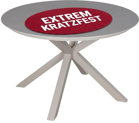 MR. DEKO Gartentisch Rund Malaga 120cm Ivory | Balkontisch Terrassentisch | wetterfest Keramikplatte
