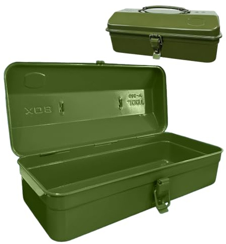 Qnbonrich Multifunktionell Verktygslåda Med Låsspänne, 37 × 16 × 12 Cm Tom Stor Verktygslåda, Robust Hållbart Bärhandtag, Verktygskoffert För Förvaring Och Transport Av Tillbehör (Olivgrön)
