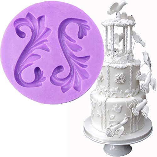 Anyana Large Big Vintage European Relief Baroque Scroll Wedding Mould Cake Fondant Gum Paste Silicone Mold for Sugar Paste Baking Cupcake Decorating Topper Decoration sugarcraft décor