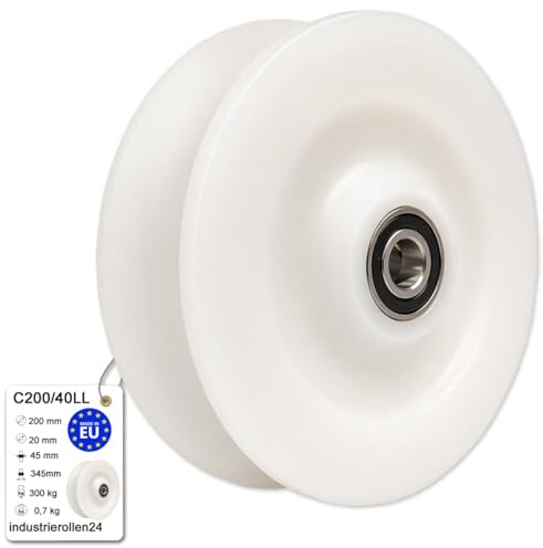 ZAB-S C200/40LL Profil- Kunststoffrolle mit Kugellager für Seil Polyamid Ø71-Ø200 Rollen (C200/40LL)