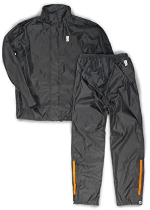 OJ System - Set da pioggia per moto, colore: nero, leggero e compatto
