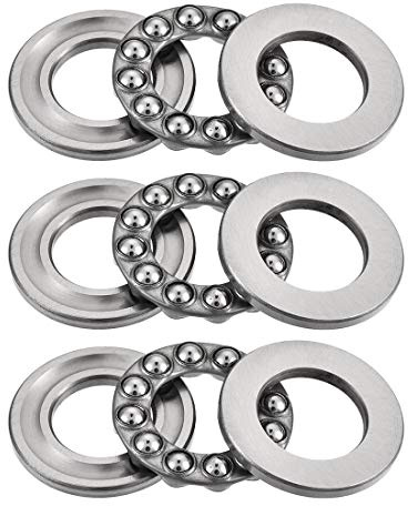 sourcing map 3 Stück 51102 Axialkugellager 15 mm x 28 mm x 9 mm Chromstahl Einweg Rollrichtung