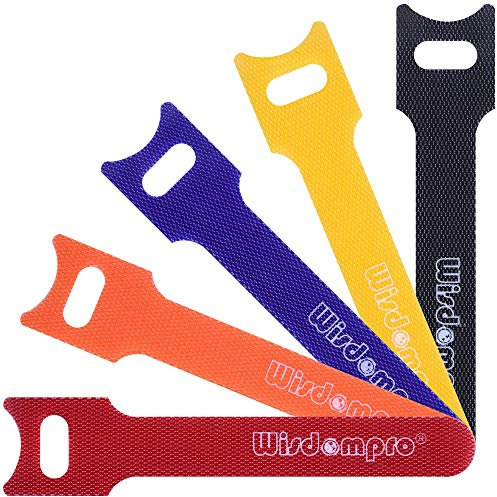 Wisdompro 50 Pack Reusable Cable Ties, Adjustable Releasable Hook and Loop Cable Straps Organiser for PC Cable Management, Organizing Cords, TV, Desk - 4 Inches