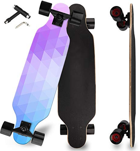 Longboard Skateboard für Anfänger, 31 Zoll Pro Complete Concave Cruiser Skate Boards mit 8 Lagen Ahorndeck und ABEC-9 Kugellager, T-Tool im Lieferumfang enthalten