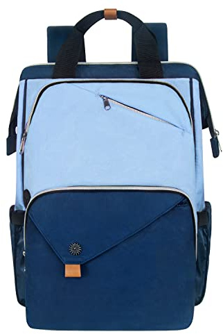 Laptop ryggsäck svart 15,6 tum vattentät företag dator bärbar dator ryggsäck med laptopfack män kvinnor (7651EU), blå
