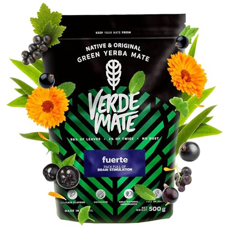 Verde Mate Green Melocoton Yerba Mate Pêche Mûre 500g | Yerba maté vert brésilien doux aromatisé à la pêche et à la mûre pour infusion chaude ou tereré
