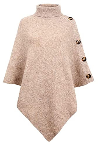 TBSCWYF Donna Bottone Scialle Lavorato a Maglia Poncho Cape Cardigan Cashmere/Cashmere Feel Sciarpa Avvolgente per la Primavera Autunno