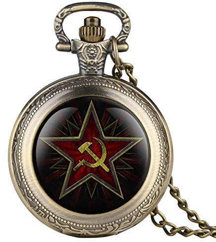 ATAAY Pentagrama Emblema del Partido URSS Insignias soviéticas Martillo Hoz Reloj de Bolsillo de Cuarzo Negro ejército Ruso CCCP Comunismo Reloj Unisex