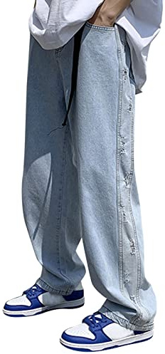 erren Patchwork Jeans Baggy Hip Hop Jeans Jeans Pantalones vaqueros anchos sueltos para hombre Street Plus Size Pantalones de moda para hombre Camisa Jean