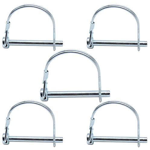CEEYSEE 5Pcs Shaft Locking Pin 6mm Trailers Lock Hitch Lock Pin Zinc Plated Carbon Steel Round Loop Safety Wire Lock Pin Length 55mm for Farm Trailers Trolley Wagons Lawn Garden Towing (KD.M6 X 55mm)