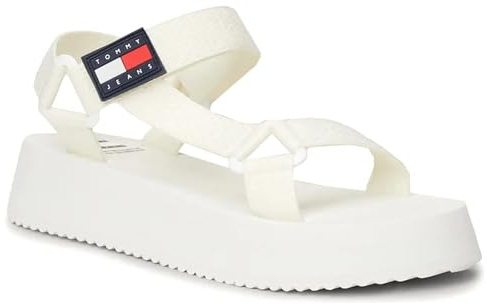 Tommy Jeans Sandali Donna Estivi, Bianco (Ecru), 39