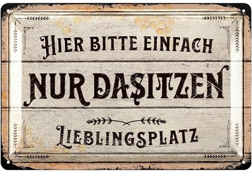 LANOLU Cartel de chapa retro con texto en alemán LIEBLINGSPLATZ - Cartel decorativo para jardín al aire libre, jardín, vintage, decoración de pared, 20 x 30 cm