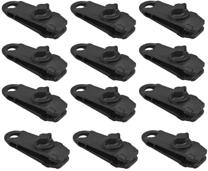 GQC 12Stück Große Plane Clips Lock, Krokodil Mund Clip Winddichtes Zelt Instant Clip Kunststoff Zelt Clip, Robuste Planenklammern, sofortige Markisenklemme für Zelte, schwarz (12)